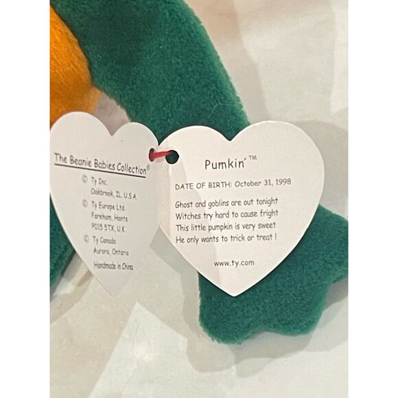 1998 TY Original Beanie Baby Pumpkin the Halloween Jack-o-lantern - Picture 4 of 7